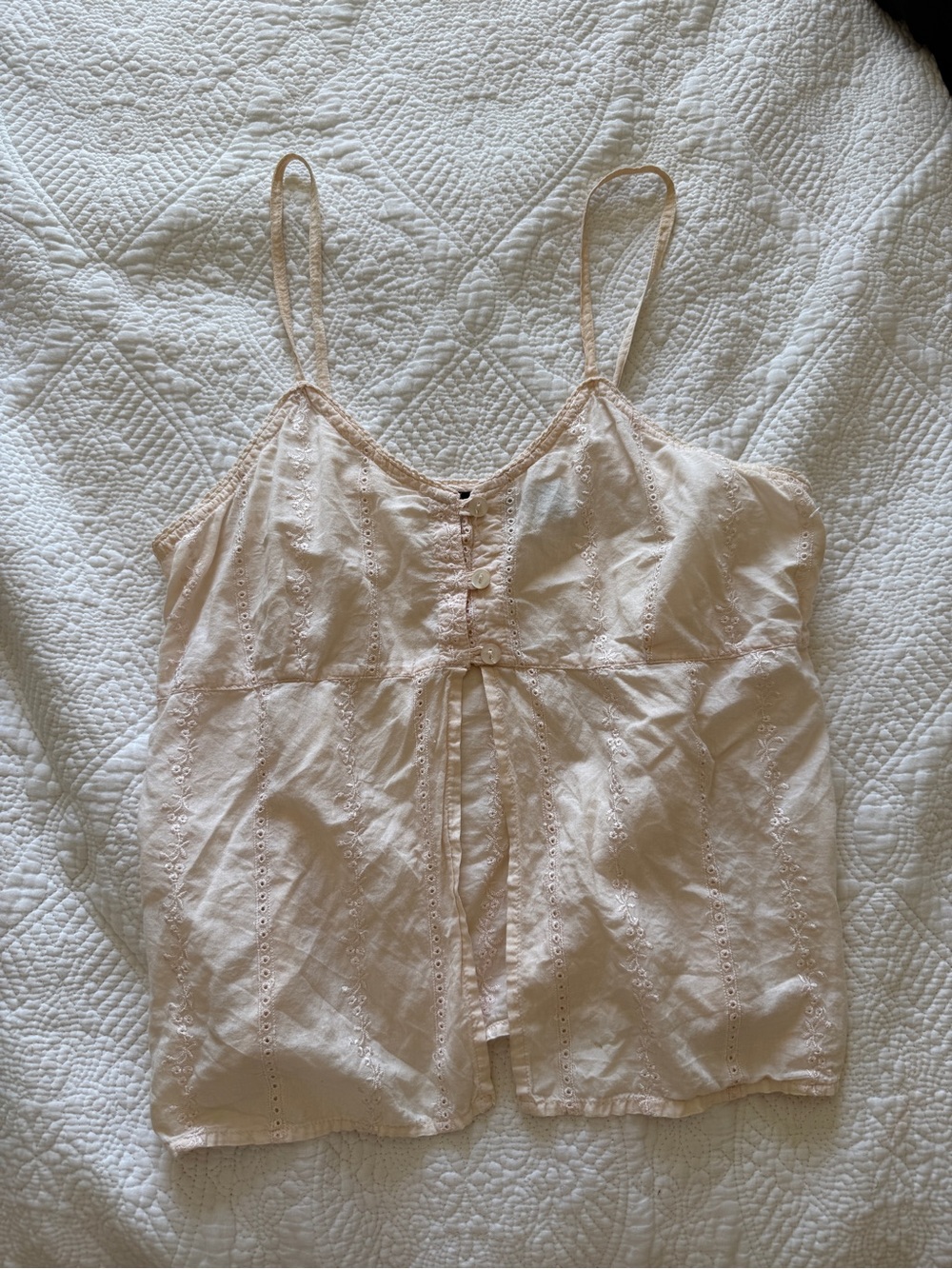 mandee Blush Eyelet Lace Trim Camisole